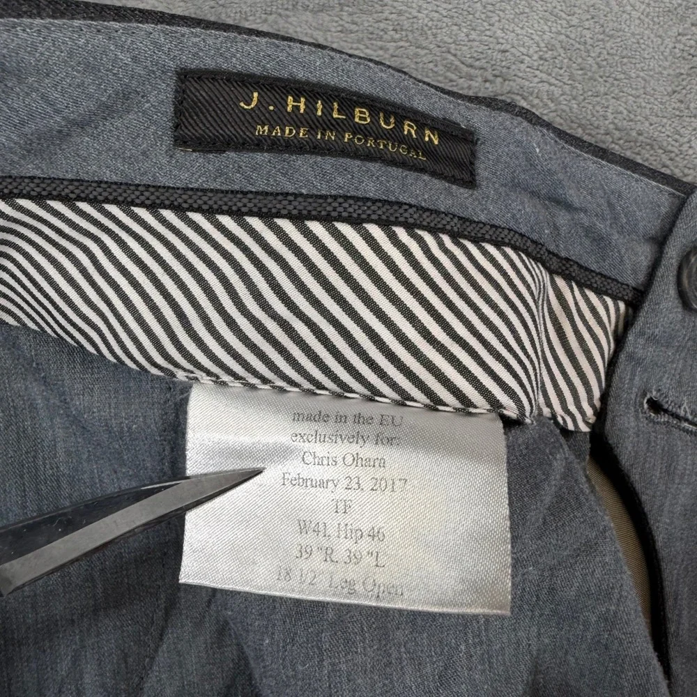 J‎ Hilburn Vitale Barberis Canonico Wool Pleated Dress Pants Men's 42x30 Gray